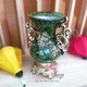 Bình hoa composite hoa văn cổ điển màu xanh ngọc lục bảo cao 34cm