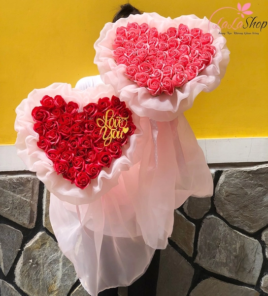 Bó hoa hồng sáp thơm trái tim 45-50 bông