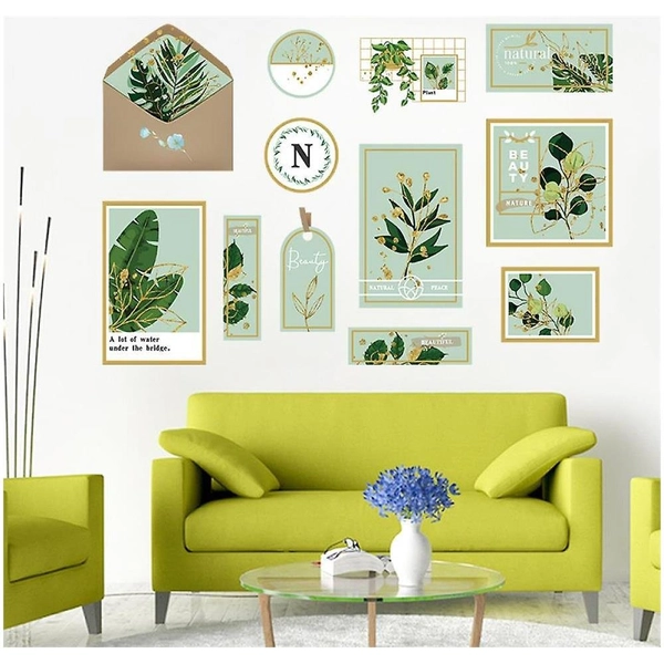 Decal dán tường lá xanh natural