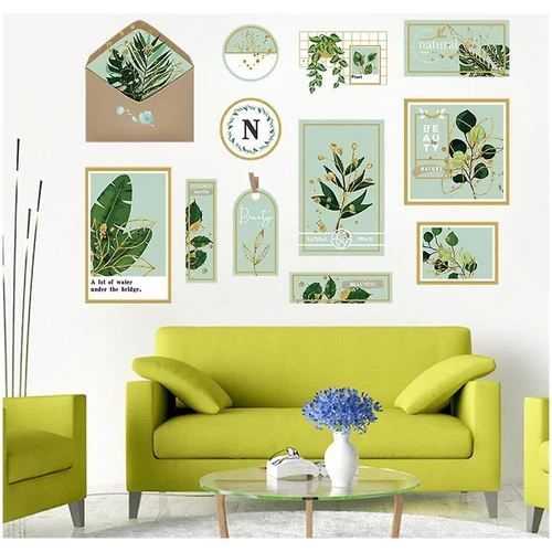Decal dán tường lá xanh natural