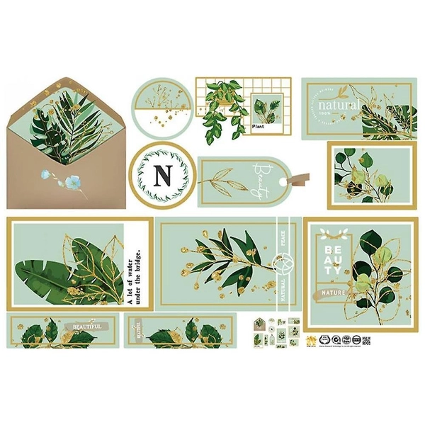 Decal dán tường lá xanh natural