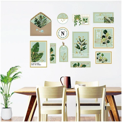 Decal dán tường lá xanh natural