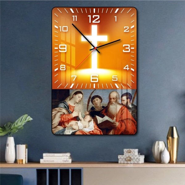 Tranh đồng hồ treo tường tráng gương Thiên chúa 1