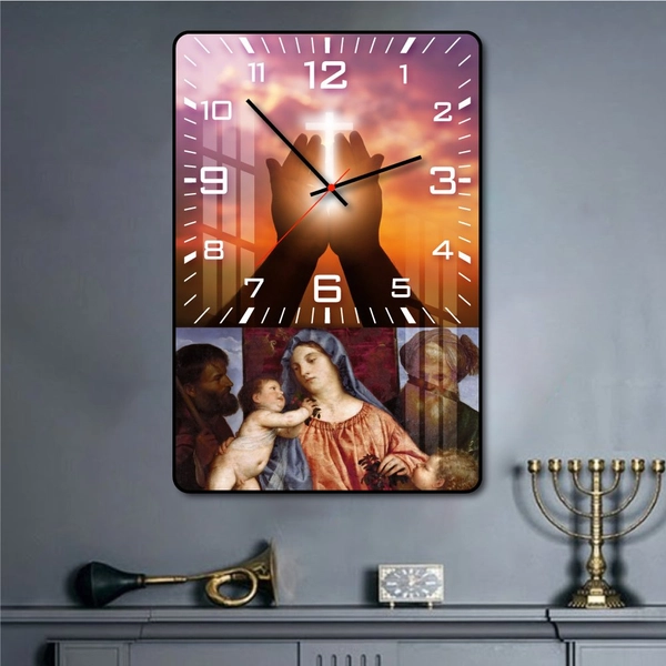 Tranh đồng hồ treo tường tráng gương Thiên chúa 1