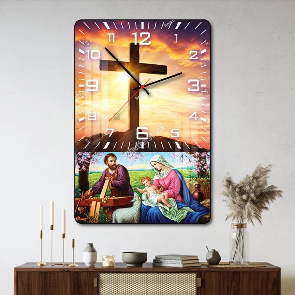 Tranh đồng hồ treo tường tráng gương Thiên chúa 1