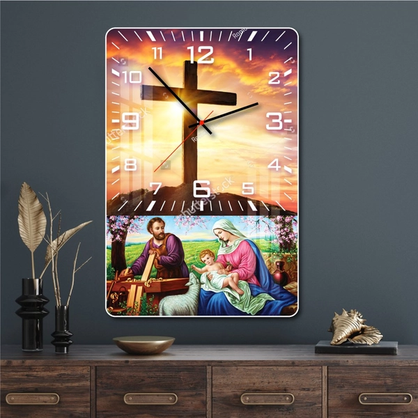 Tranh đồng hồ treo tường tráng gương Thiên chúa 1