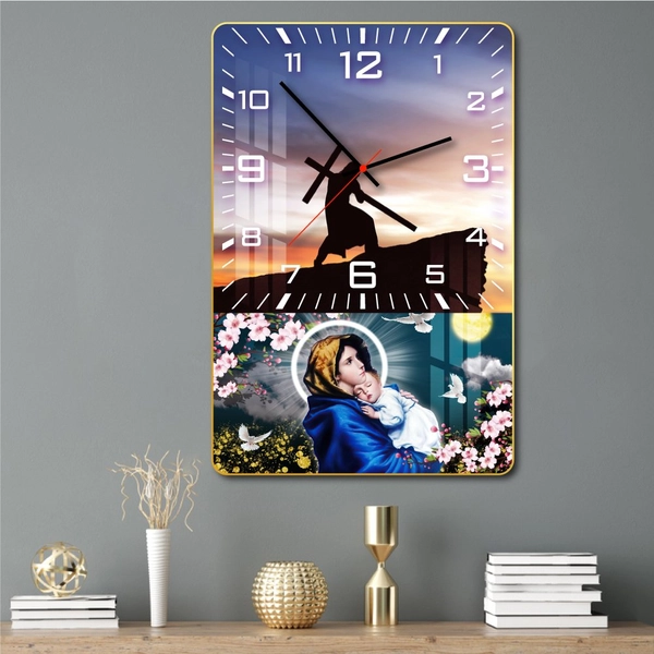 Tranh đồng hồ treo tường tráng gương Thiên chúa 1