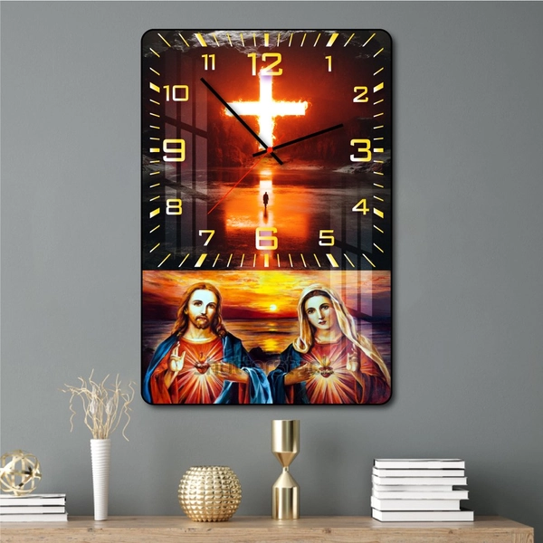 Tranh đồng hồ treo tường tráng gương Thiên chúa 1