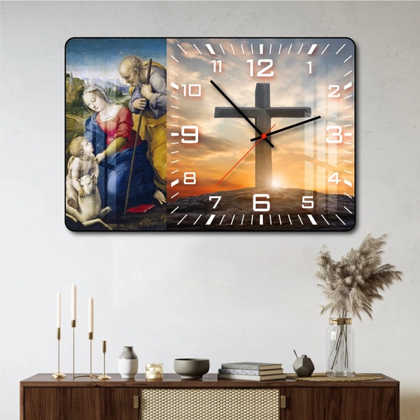 Tranh đồng hồ treo tường tráng gương Thiên chúa 1