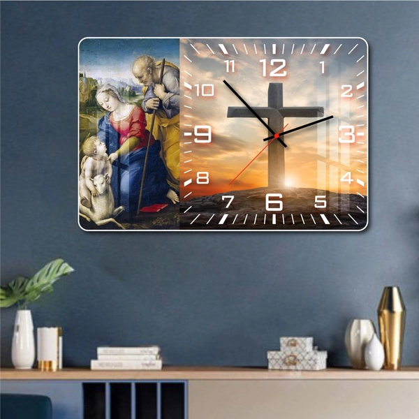 Tranh đồng hồ treo tường tráng gương Thiên chúa 1