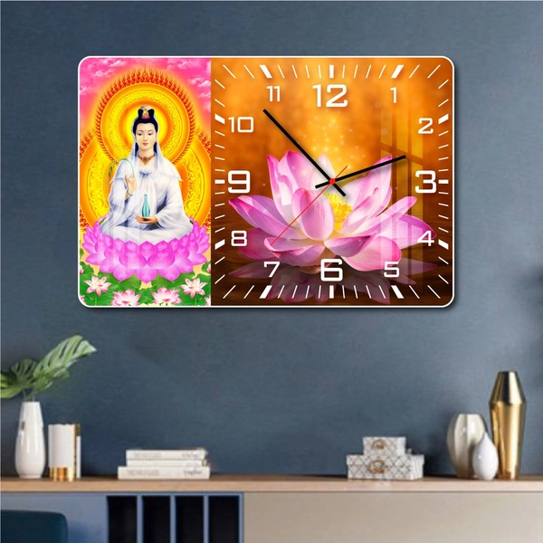 Tranh đồng hồ treo tường tráng gương Phật Quan Âm Bồ Tát
