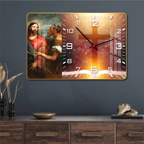 Tranh đồng hồ treo tường tráng gương Thiên chúa 8