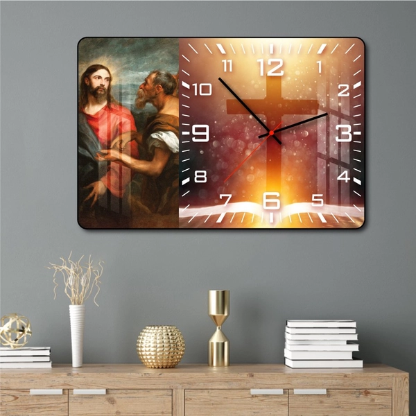 Tranh đồng hồ treo tường tráng gương Thiên chúa 8