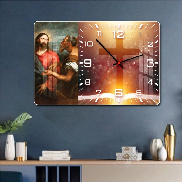 Tranh đồng hồ treo tường tráng gương Thiên chúa 8