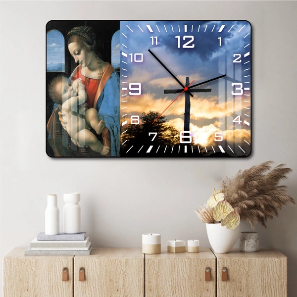 Tranh đồng hồ treo tường tráng gương Thiên chúa 8