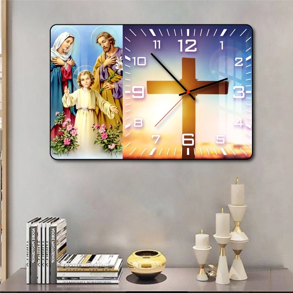 Tranh đồng hồ treo tường tráng gương Thiên chúa 8