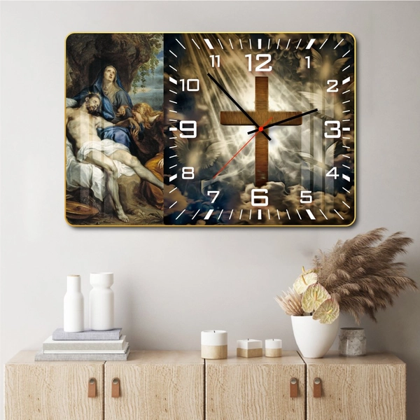 Tranh đồng hồ treo tường tráng gương Thiên chúa 8