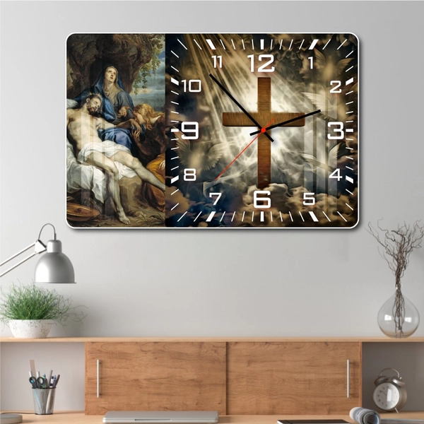 Tranh đồng hồ treo tường tráng gương Thiên chúa 8