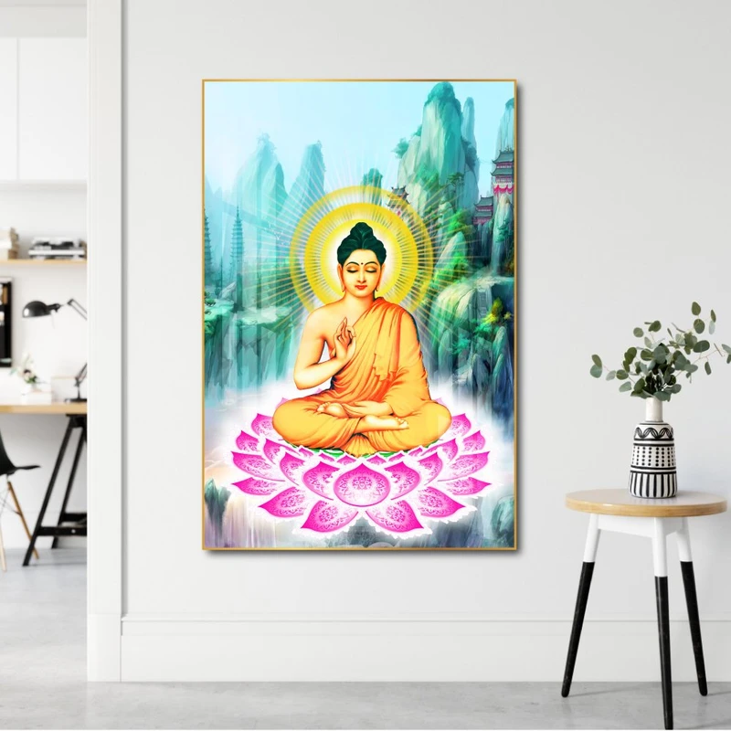 Tranh treo tường Phật Thích Ca trên tòa sen