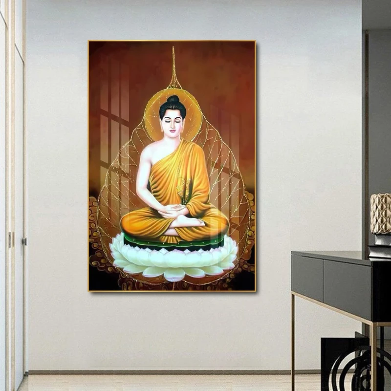 Tranh treo tường Phật Thích Ca và lá vàng