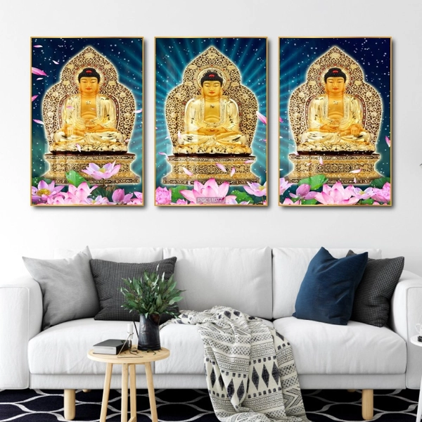 Tranh treo tường 3 tấm phật a di đà