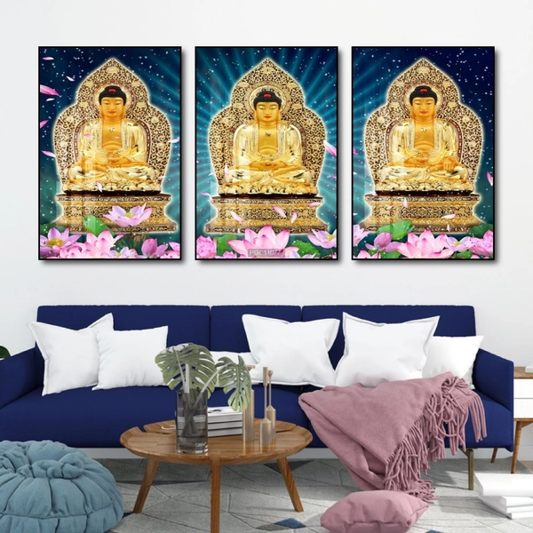 Tranh treo tường 3 tấm phật a di đà