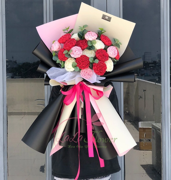 Bó hoa giấy nhún sắc màu đẹp tươi