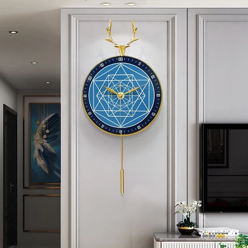 Đồng hồ treo tường đính đá sừng hươu