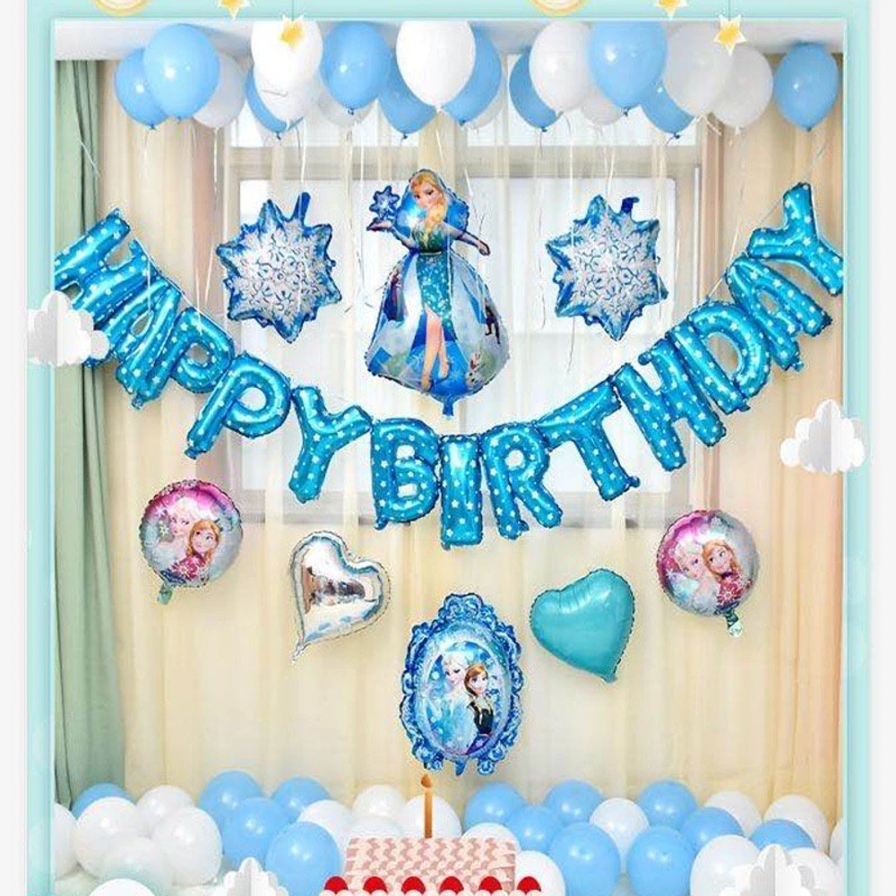 Set Bong Bóng Trang Trí Sinh Nhật HappyBirthday công chúa Elsa