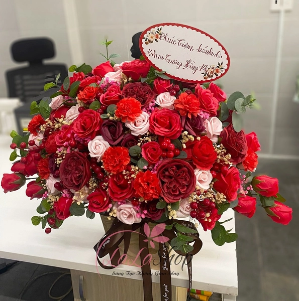 Lẵng Hoa Sáp Để Bàn Chúc Mừng Khai Trương Tân Gia