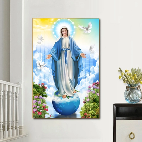 Tranh Treo Tường Mẹ Maria Ban Phước Lành Cho Muôn Loài