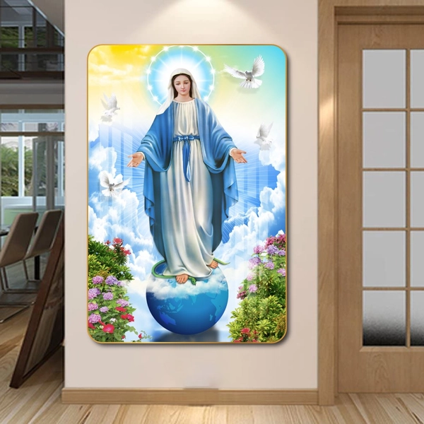 Tranh Treo Tường Mẹ Maria Ban Phước Lành Cho Muôn Loài