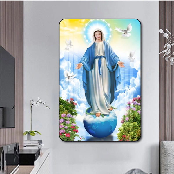 Tranh Treo Tường Mẹ Maria Ban Phước Lành Cho Muôn Loài