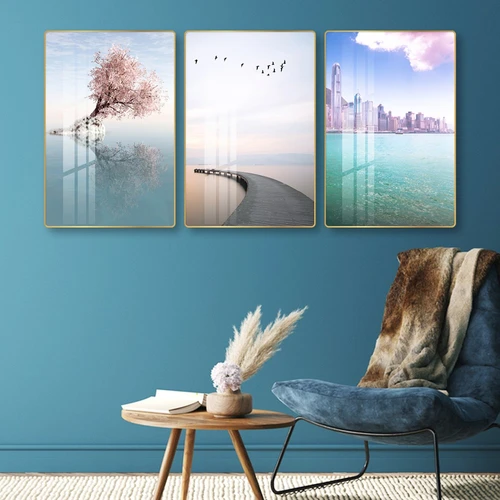 Tranh Treo Tường Phong Cảnh Biển, Anh Đào Và Cầu Gỗ