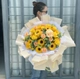 Bó hoa hồng mix hướng dương sáp thơm
