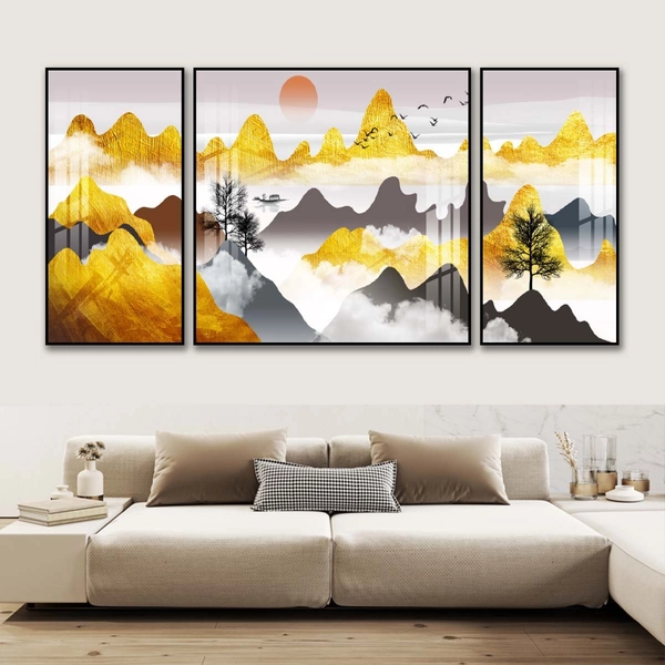 Bộ 3 tấm tranh sơn thủy hữu tình