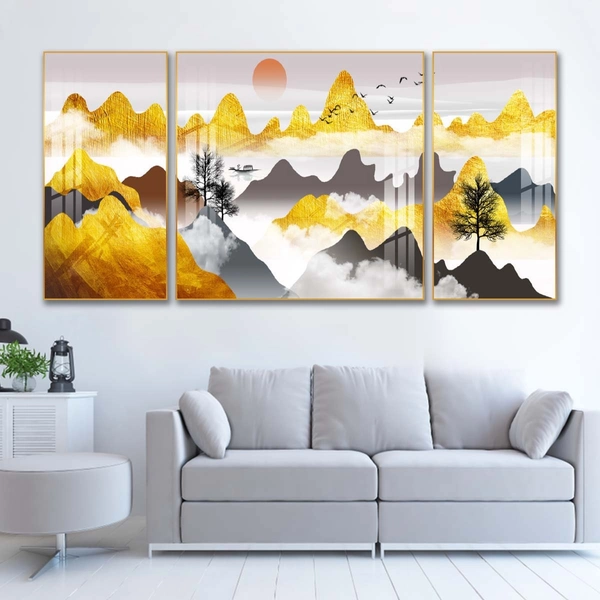 Bộ 3 tấm tranh sơn thủy hữu tình