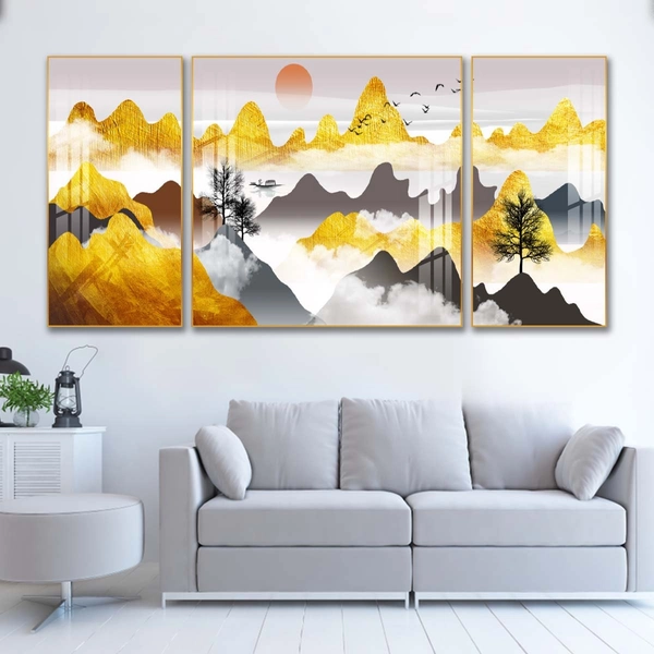 Bộ 3 tấm tranh sơn thủy hữu tình