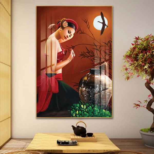Tranh treo tường nghệ thuật cô gái bên cái lu