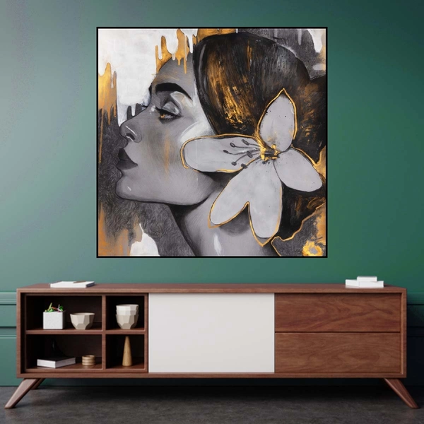 Tranh treo tường nghệ thuật cô gái cài hoa