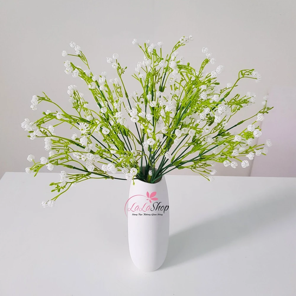 Chậu hoa bi điểm trắng giả decor nhà cửa