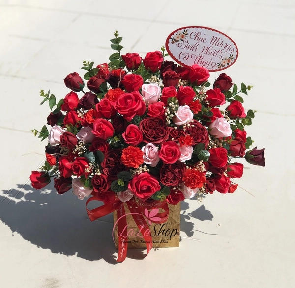 Lẵng Hoa Sáp Để Bàn Chúc Mừng Khai Trương Tân Gia