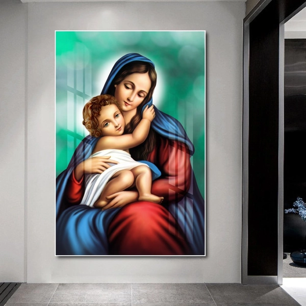 Tranh Treo Tường Đức Mẹ Maria Bế Hài Nhi