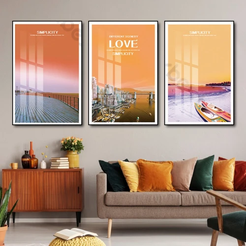 Tranh treo tường phong cảnh biển sắc cam