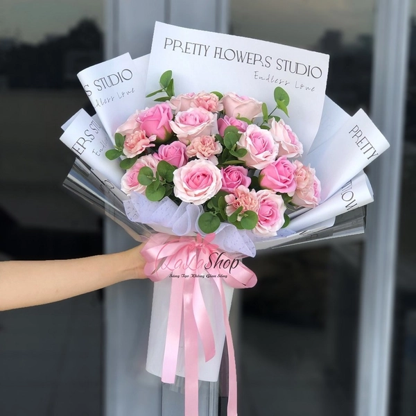 Bó hoa sáp thơm sắc hồng thanh lịch quà tặng yêu thương