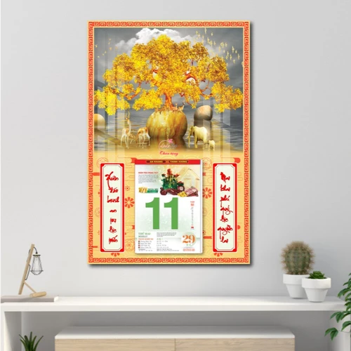 Lịch treo tường cây vàng và nai vàng 2023