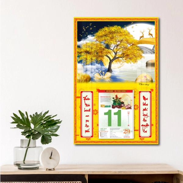 Lịch treo tường rừng vàng và trăng đêm