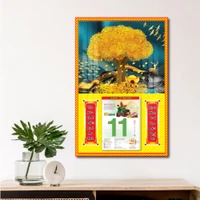 Lịch treo tường cây đồng tiền vàng và cảnh đêm