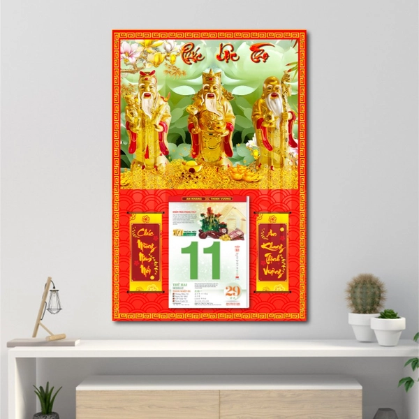 Lịch treo tường phúc lộc thọ vàng