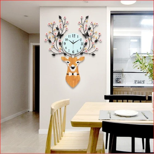 Đồng hồ treo tường đầu hươu hoa nở rộ